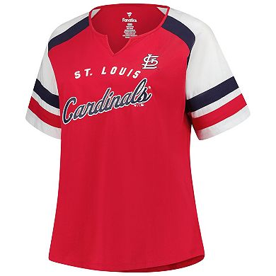 Women's Profile Red St. Louis Cardinals Plus Sized Arched Notch Neck T-Shirt