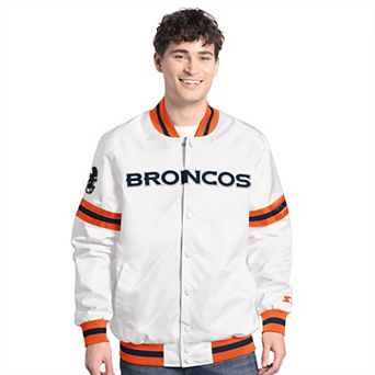 Men's Starter White Denver Broncos Scout Full-Snap Varsity Jacket