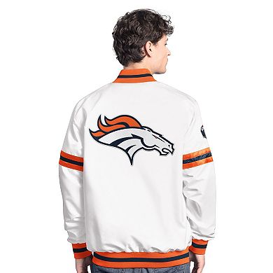 Men's Starter White Denver Broncos Scout Full-Snap Varsity Jacket