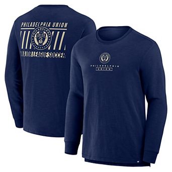 Men's Fanatics Navy Philadelphia Union Lob Attempt Stadium Slub Long Sleeve T-Shirt