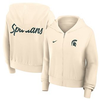 Women's Nike Cream Michigan State Spartans Cropped Chill Full-Zip Hoodie