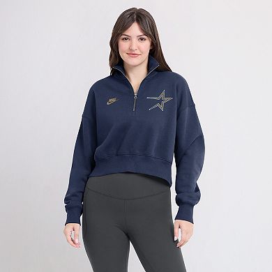 Women's Nike Navy Houston Astros Cooperstown Collection Phoenix Fleece Half-Zip Sweatshirt