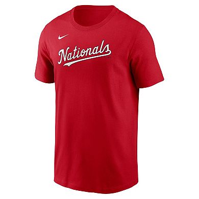 Men's Nike James Wood Red Washington Nationals Fuse Name & Number T-Shirt