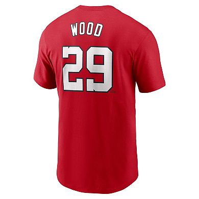 Men's Nike James Wood Red Washington Nationals Fuse Name & Number T-Shirt