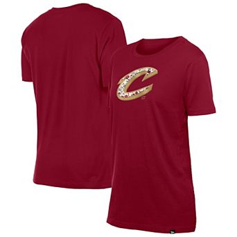 Women's New Era Wine Cleveland Cavaliers Glam Game Flower T-Shirt