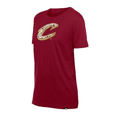 Women's New Era Wine Cleveland Cavaliers Glam Game Flower T-Shirt