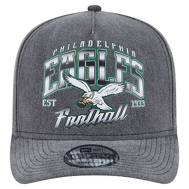 Men's New Era Black Philadelphia Eagles Throwback Washed A-Frame 9FIFTY Snapback Hat