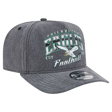 Men's New Era Black Philadelphia Eagles Throwback Washed A-Frame 9FIFTY Snapback Hat