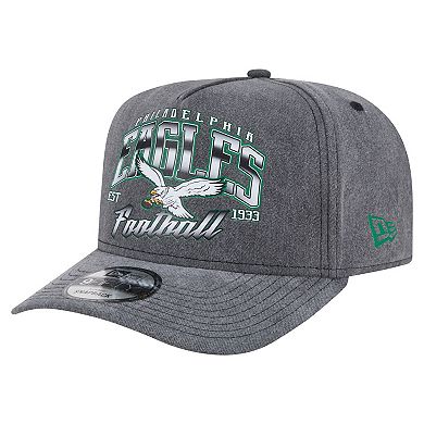 Men's New Era Black Philadelphia Eagles Throwback Washed A-Frame 9FIFTY Snapback Hat