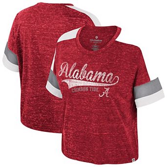 Women's Colosseum Crimson Alabama Crimson Tide Color Block Scoop Neck T-Shirt