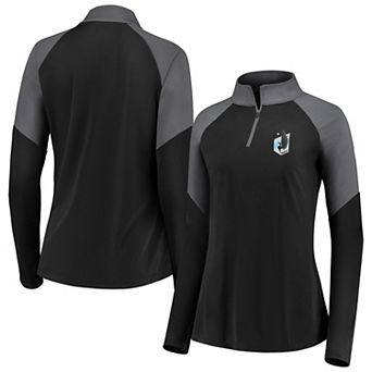 Women's Fanatics Black Minnesota United FC Interlock Quarter-Zip Pullover