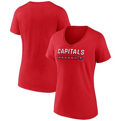 Women's Fanatics Red Washington Capitals V-Neck T-Shirt