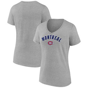 Women's Fanatics Gray Montreal Canadiens V-Neck T-Shirt
