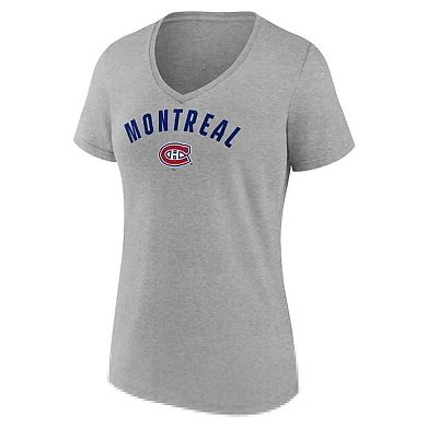 Women's Fanatics Gray Montreal Canadiens V-Neck T-Shirt