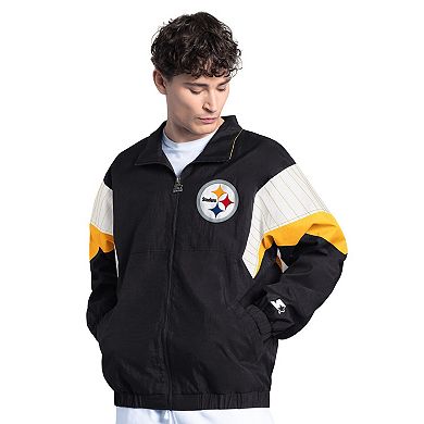Men's Starter Black Pittsburgh Steelers Yard Line Full-Zip Jacket