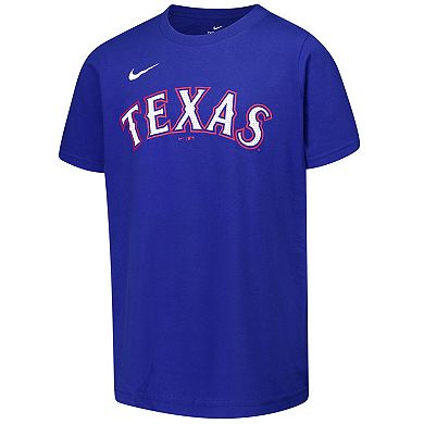 Youth Nike Evan Carter Royal Texas Rangers Name & Number T-Shirt