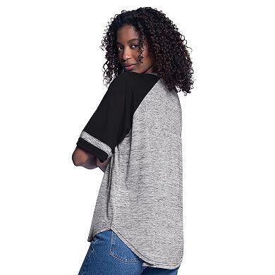 Women's G-III 4Her by Carl Banks Black Pittsburgh Pirates Hall of Fame Raglan Oversized Half-Sleeve Top