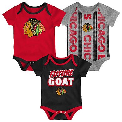 Newborn Chicago Blackhawks Loyal Buddies Three-Pack Bodysuit Set