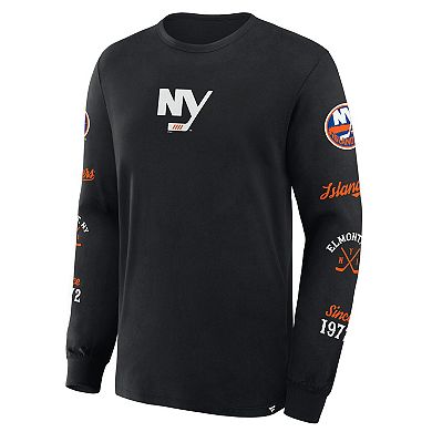 Men's Fanatics Black New York Islanders Boxed In Legacy Long Sleeve T-Shirt