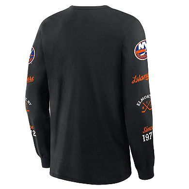 Men's Fanatics Black New York Islanders Boxed In Legacy Long Sleeve T-Shirt