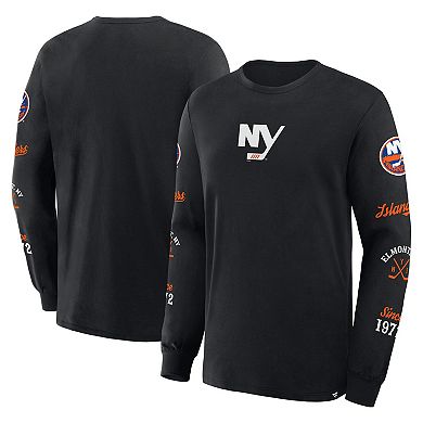 Men's Fanatics Black New York Islanders Boxed In Legacy Long Sleeve T-Shirt