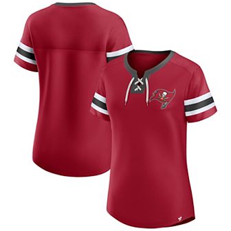 Women's Fanatics Red Tampa Bay Buccaneers Lace-Up Bling T-Shirt