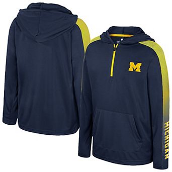 Youth Colosseum Navy Michigan Wolverines Lumen Long Sleeve Quarter-Zip Hooded Windshirt