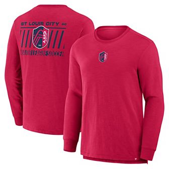 Men's Fanatics Red St. Louis City SC Lob Attempt Stadium Slub Long Sleeve T-Shirt