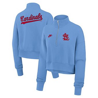 Women's Nike Light Blue St. Louis Cardinals Cooperstown Collection Phoenix Fleece Half-Zip Sweatshirt