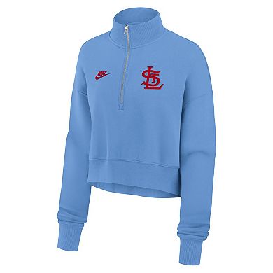 Women's Nike Light Blue St. Louis Cardinals Cooperstown Collection Phoenix Fleece Half-Zip Sweatshirt