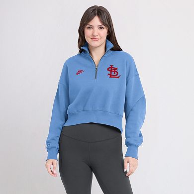 Women's Nike Light Blue St. Louis Cardinals Cooperstown Collection Phoenix Fleece Half-Zip Sweatshirt