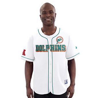 Men's Starter White Miami Dolphins Relay Vintage Full-Button Baseball Jersey