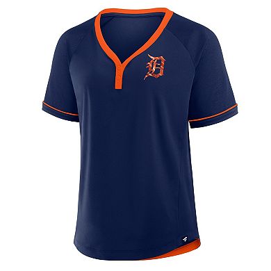 Women's Fanatics Navy Detroit Tigers League Diva Star Raglan V-Neck T-Shirt