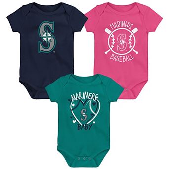Infant Seattle Mariners Slide Home Three-Pack Bodysuit Set