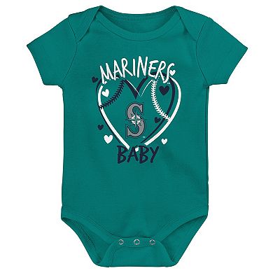 Infant Seattle Mariners Slide Home Three-Pack Bodysuit Set