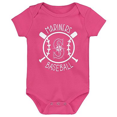 Infant Seattle Mariners Slide Home Three-Pack Bodysuit Set