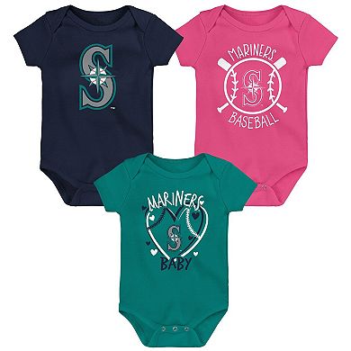 Infant Seattle Mariners Slide Home Three-Pack Bodysuit Set