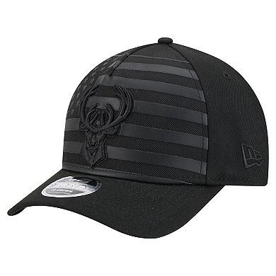 Men's New Era Black Milwaukee Bucks Game Day Flag A-Frame 9FORTY Adjustable Hat