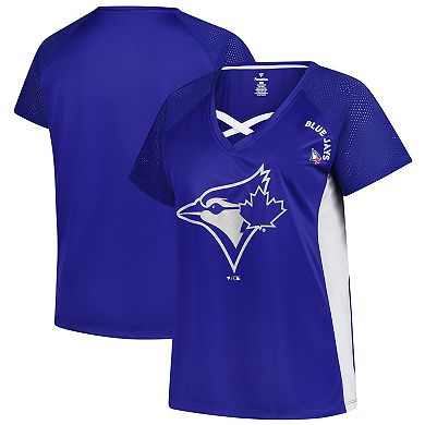 Women's�Profile Royal Toronto Blue Jays Glitter Raglan V-Neck T-Shirt