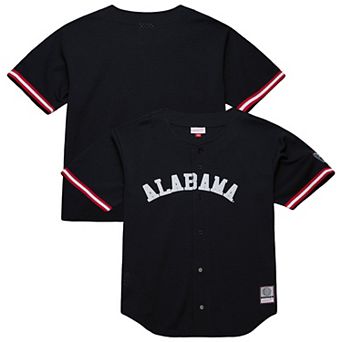 Men's Mitchell & Ness Black Alabama Crimson Tide On The Clock Full-Button Fashion Jersey