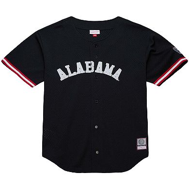 Men's Mitchell & Ness Black Alabama Crimson Tide On The Clock Full-Button Fashion Jersey