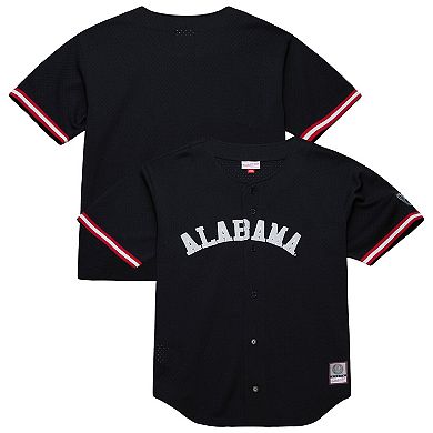 Men's Mitchell & Ness Black Alabama Crimson Tide On The Clock Full-Button Fashion Jersey