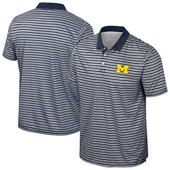 Men's Colosseum Navy Michigan Wolverines Striped Polo