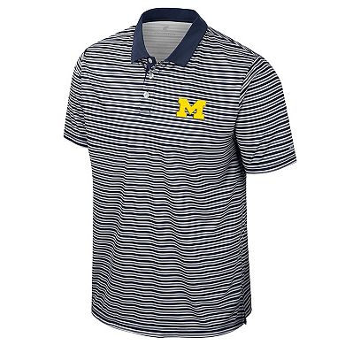 Men's Colosseum Navy Michigan Wolverines Striped Polo