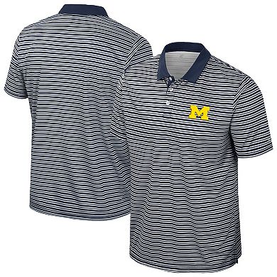 Men's Colosseum Navy Michigan Wolverines Striped Polo
