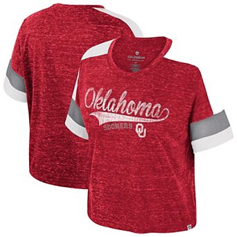 Women's Colosseum Crimson Oklahoma Sooners Color Block Scoop Neck T-Shirt