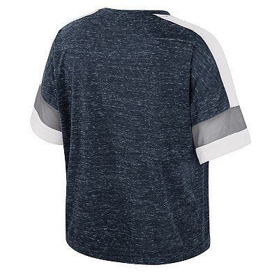 Women's Colosseum Navy Penn State Nittany Lions Color Block Scoop Neck T-Shirt