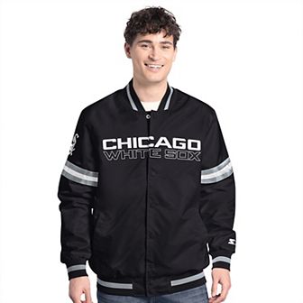 Men's Starter Black Chicago White Sox Scout Full-Snap Varsity Jacket