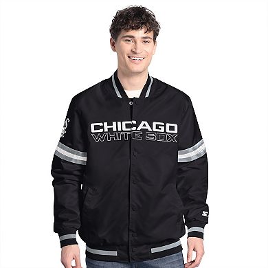 Men's�Starter Black Chicago White Sox Scout Full-Snap Varsity Jacket