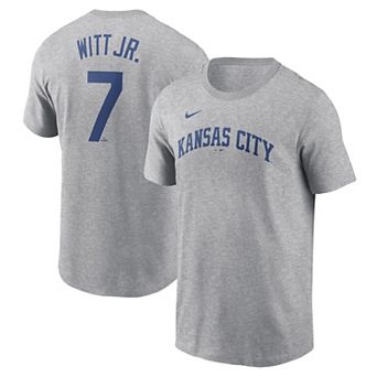 Men's Nike Bobby Witt Jr. Gray Kansas City Royals Fuse Name & Number T-Shirt